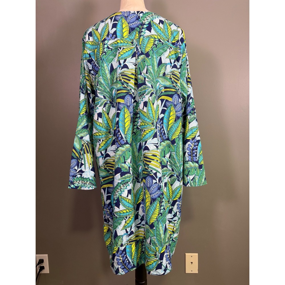 Soft Surroundings Shift Dress 2X Linen Tropical Bell Sleeve Resortwear Breezy - Picture 3 of 8